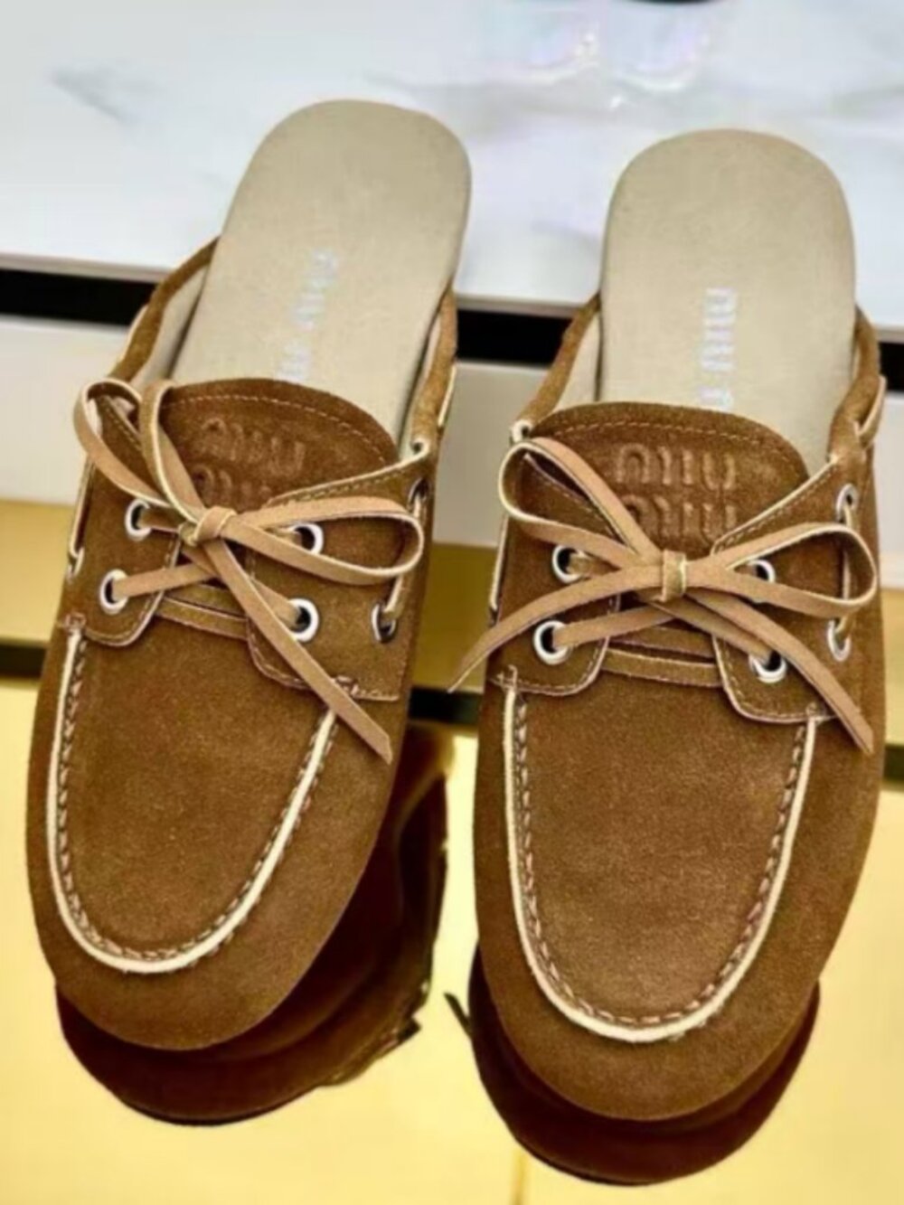 Miu Miu Suede Boat Mules